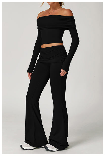 Wrinkles Waist Casual Boot Cut Sports Pants