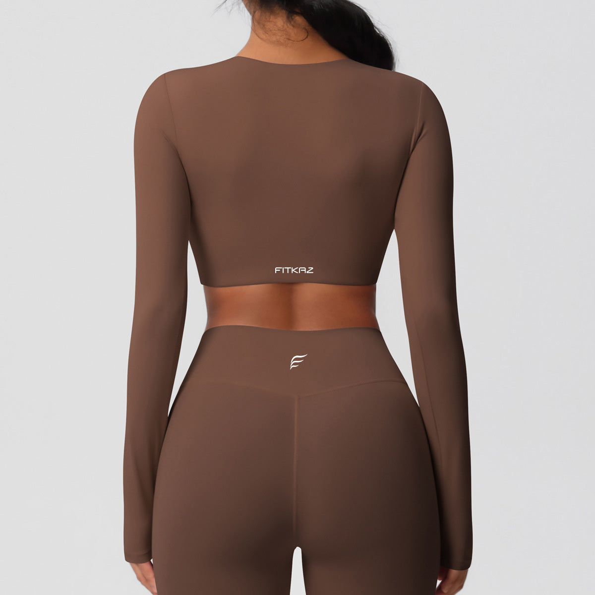 Classic All Star Built-in Pads Long Sleeve Chestnut Sports Crop Tops
