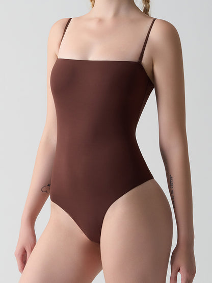 Feather Skin Touch Tube Camisole High Cut Thong Bodysuit (No Pads)