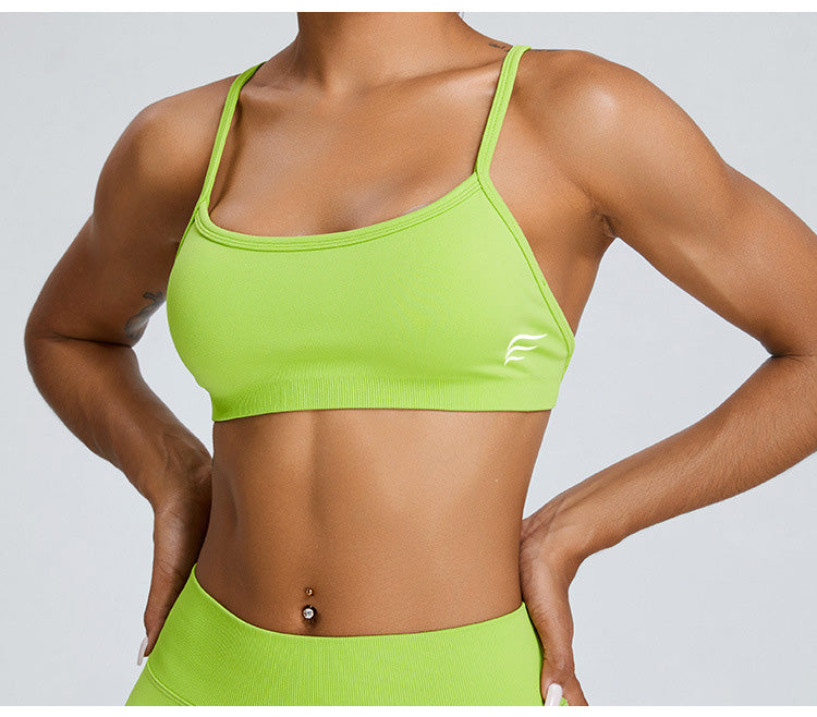 Seamless Knitted Adjustable Cross Back Beauty Sports Bra