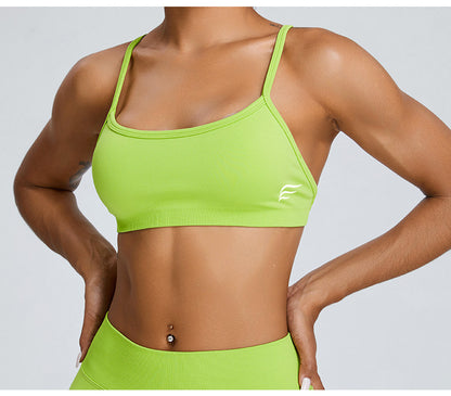 Seamless Knitted Adjustable Cross Back Beauty Sports Bra
