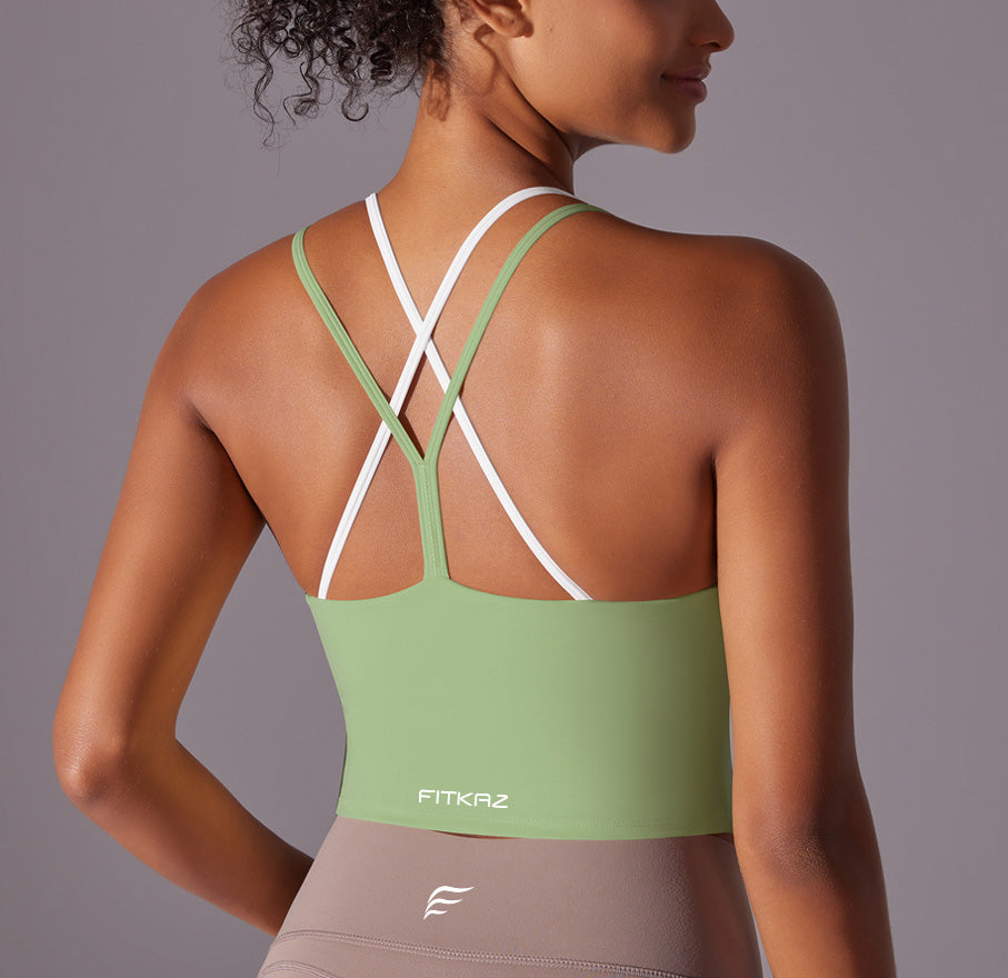 Crossed Line Strap Fake Two-Piece Sports Tank Top