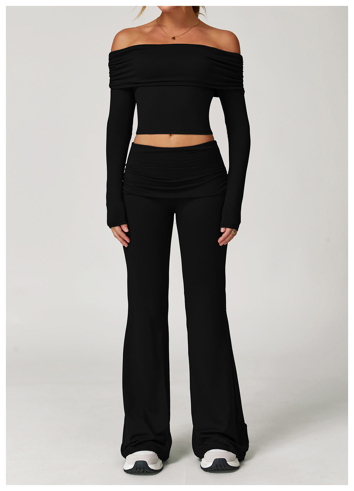 Wrinkles Waist Casual Boot Cut Sports Pants