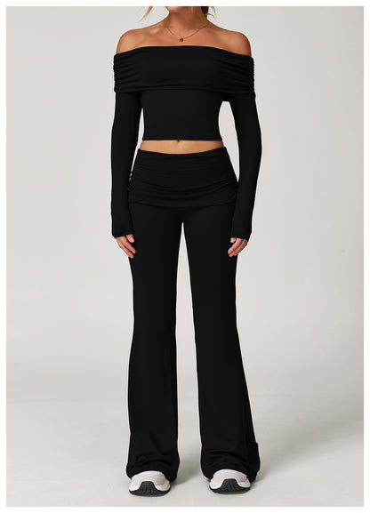 Wrinkles Waist Casual Boot Cut Sports Pants