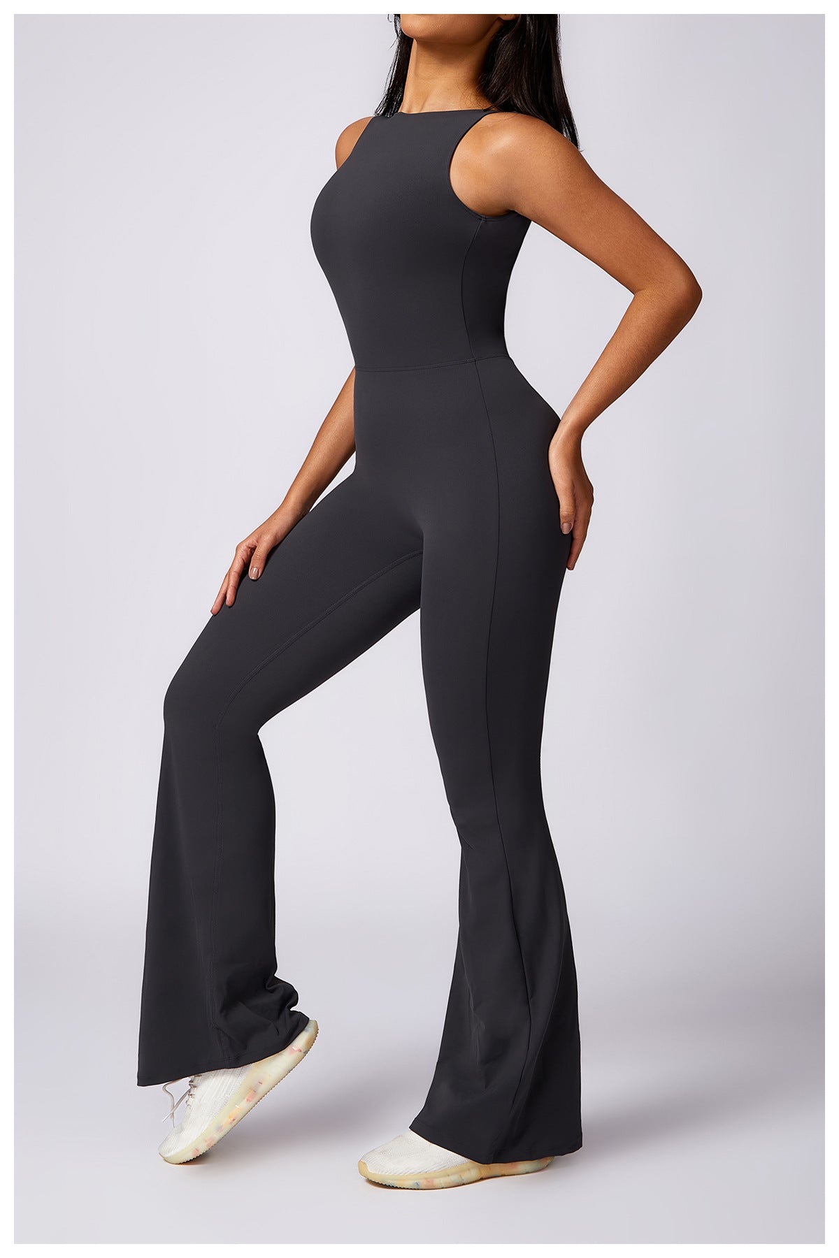 Casual Light Boot Cut Back Beauty One Piece Jumpsuit (No Pads)