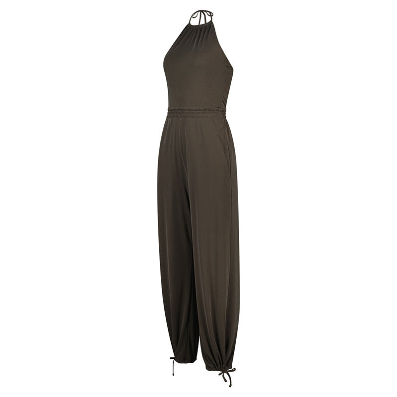 Loose Halter Top Yoga Pilates Casual Jumpsuit Sports Pan
