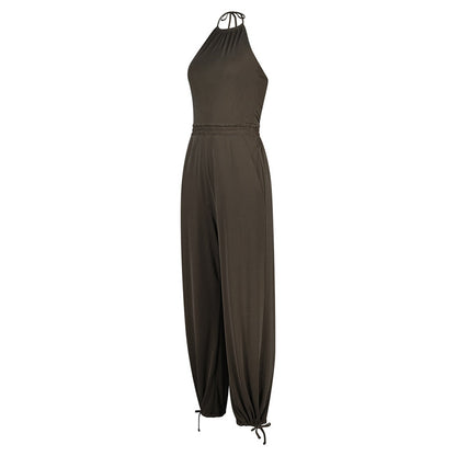 Loose Halter Top Yoga Pilates Casual Jumpsuit Sports Pan