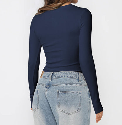 Basic Beauty Slim Fit U Neck Long Sleeve T-shirt