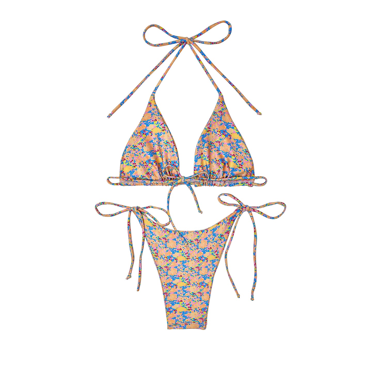 Floral Thin Straps Triangle Bikini