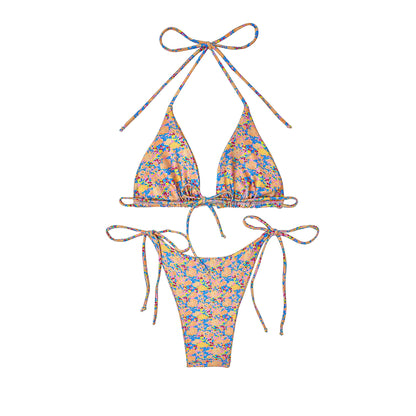 Floral Thin Straps Triangle Bikini