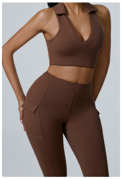 Polo Neck Deep V Back Beauty Sports Top
