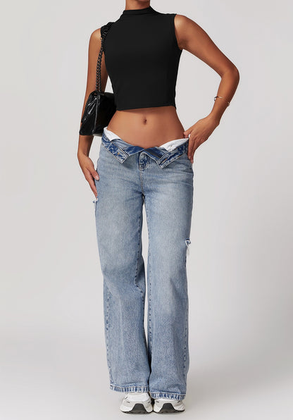 Soft Touch Turtle Neck Sleeveless Sports Top