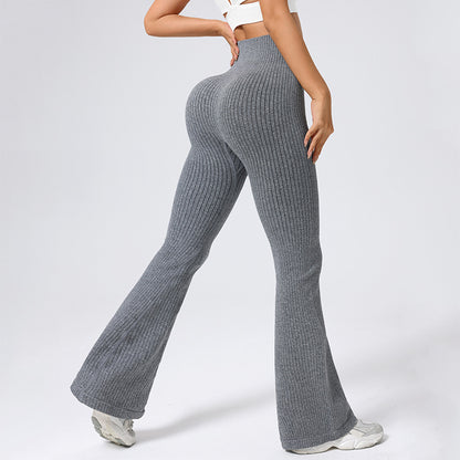 Rib Knit High Waist High Elasticity Sports Pants
