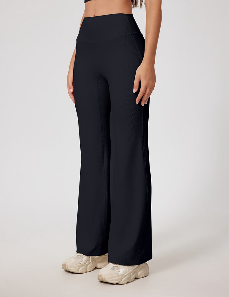 Rib Knit Casual Loose Boot Cut Sports Pants