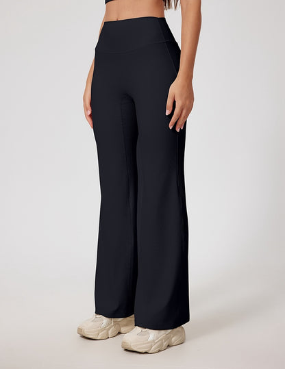 Rib Knit Casual Loose Boot Cut Sports Pants