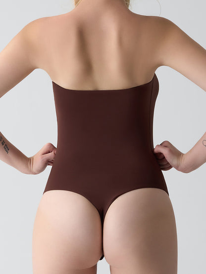 Feather Skin Touch Tube Camisole High Cut Thong Bodysuit (No Pads)