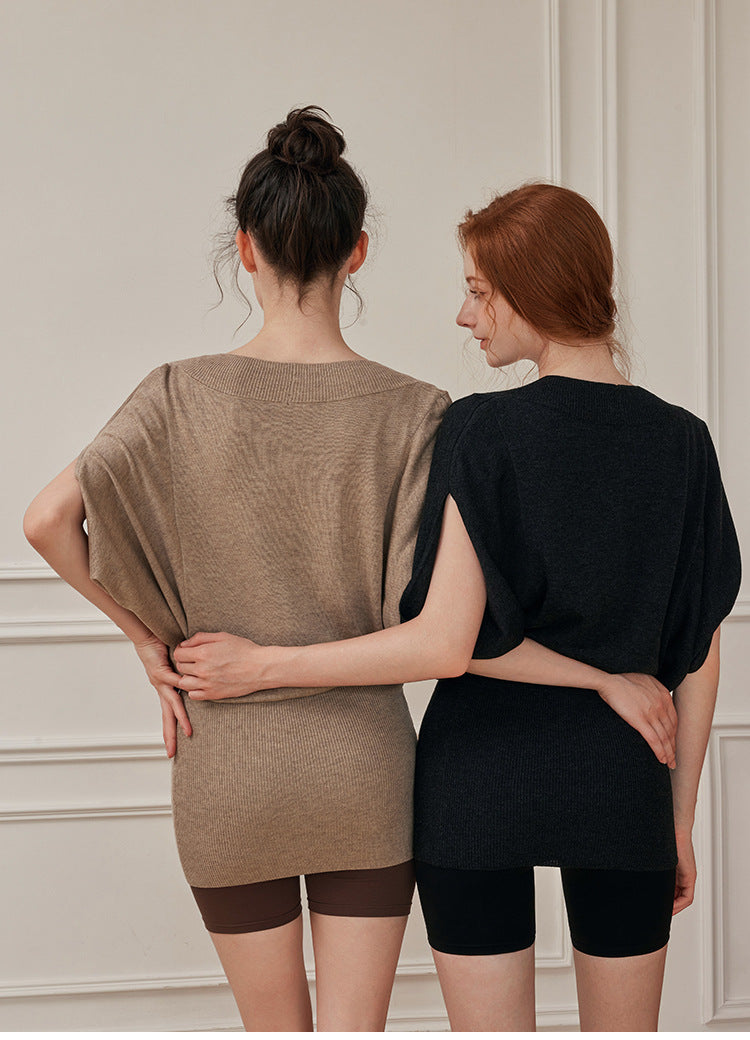 Flash Sale - Casual Yoga Knitted Sweater and Jumpsuit Shorts Set