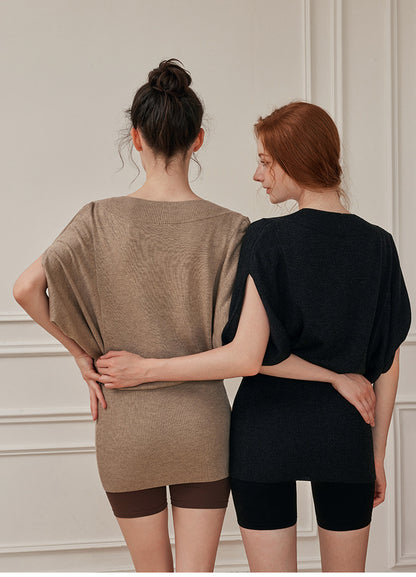 Flash Sale - Casual Yoga Knitted Sweater and Jumpsuit Shorts Set