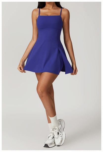 Thin Straps Built-in Jumpsuit High Cut A Shape A Shape Short Dress
