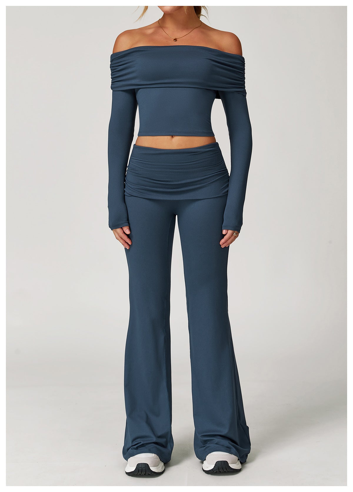 Wrinkles Waist Casual Boot Cut Sports Pants