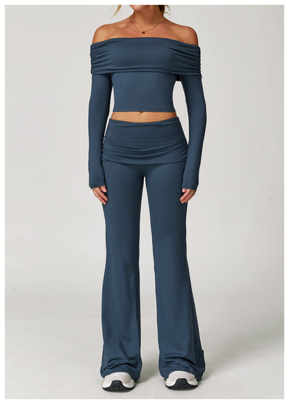 Wrinkles Waist Casual Boot Cut Sports Pants