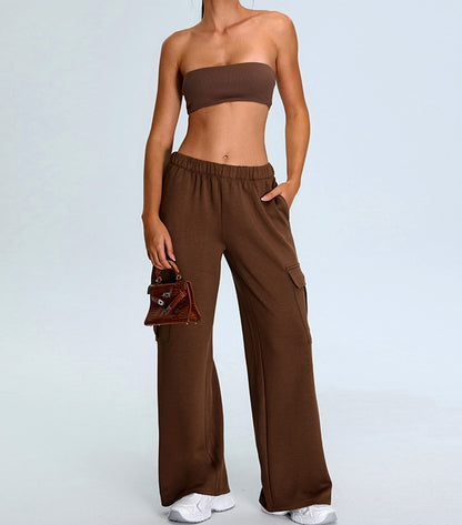 Rib Knit One Piece Tube Top Sports Bra