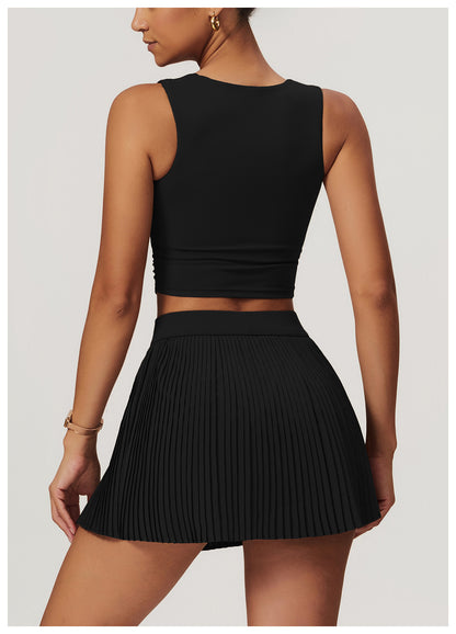 Thick Straps Flat Neck Tank Sports Top