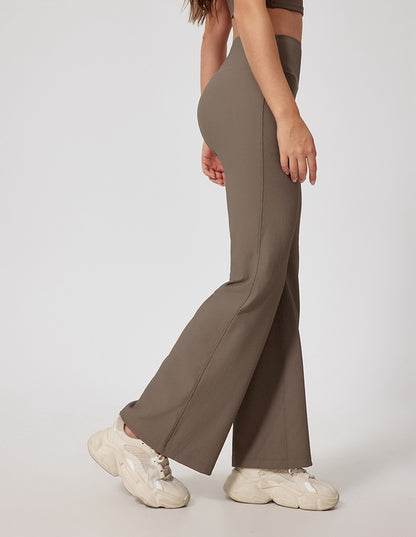 Rib Knit Casual Loose Boot Cut Sports Pants