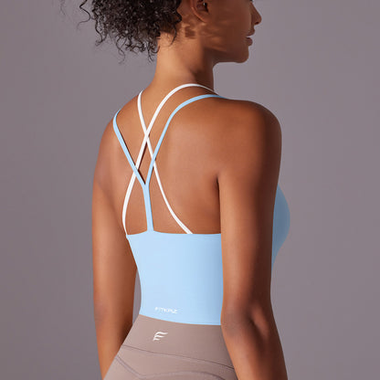 Crossed Line Strap Fake Two-Piece Sports Tank Top