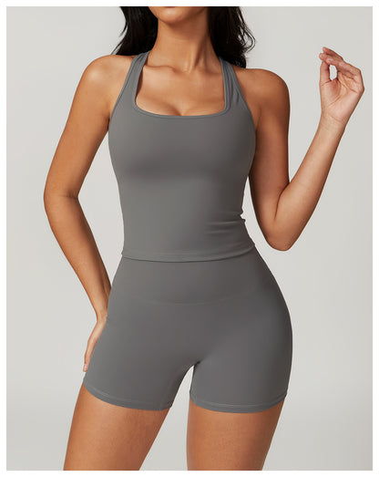 Square Neck Push Up Racer Back Sports Tank Top