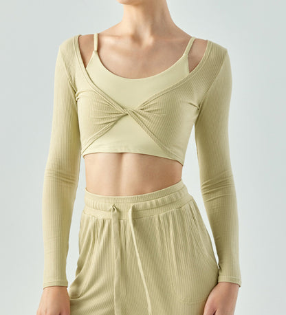 Flash Sale - Kink Pleated Front Breathable Slim Fit Yoga Sweater