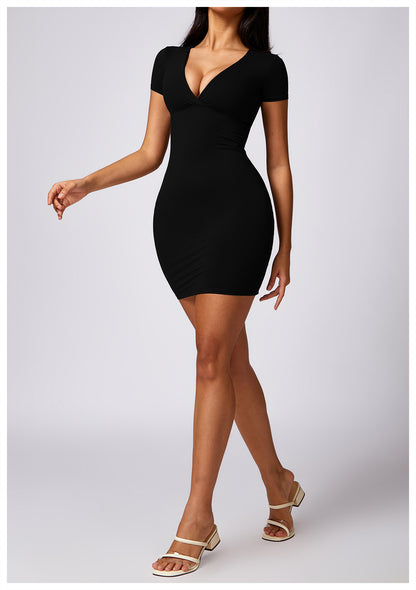 Deep V Neck Hottie Slim Short Dress (with pads)