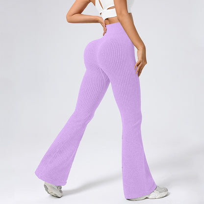 Rib Knit High Waist High Elasticity Sports Pants