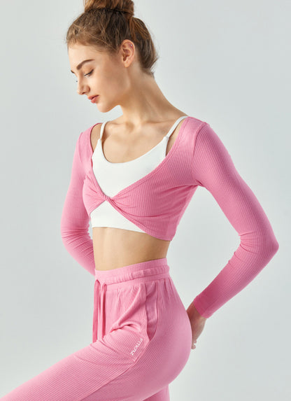 Flash Sale - Kink Pleated Front Breathable Slim Fit Yoga Sweater