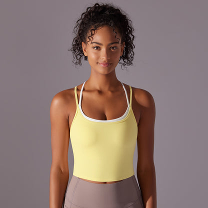 Crossed Line Strap Fake Two-Piece Sports Tank Top
