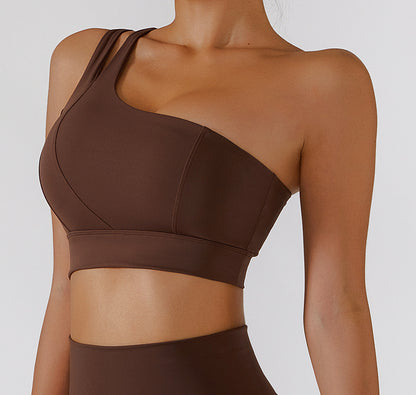 Irregular One Shoulder Thick Straps High Intensity Sports Bra