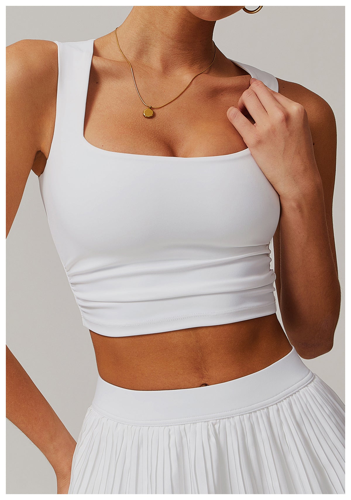 Thick Straps Flat Neck Tank Sports Top