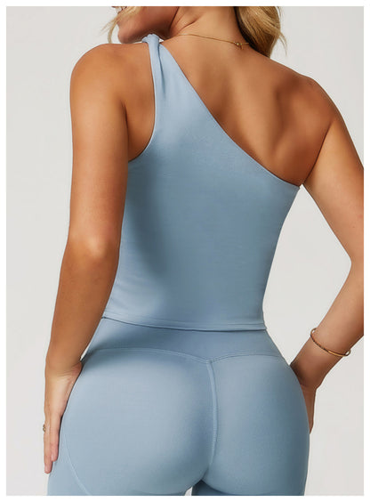 Single Shoulder Slim Casual Sports Tank Top