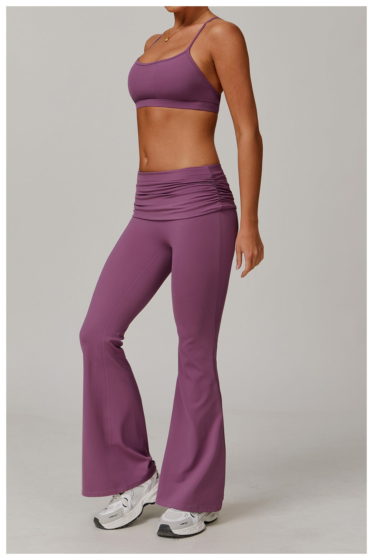 Wrinkles High Waist Casual Boot Cut Sports Pants