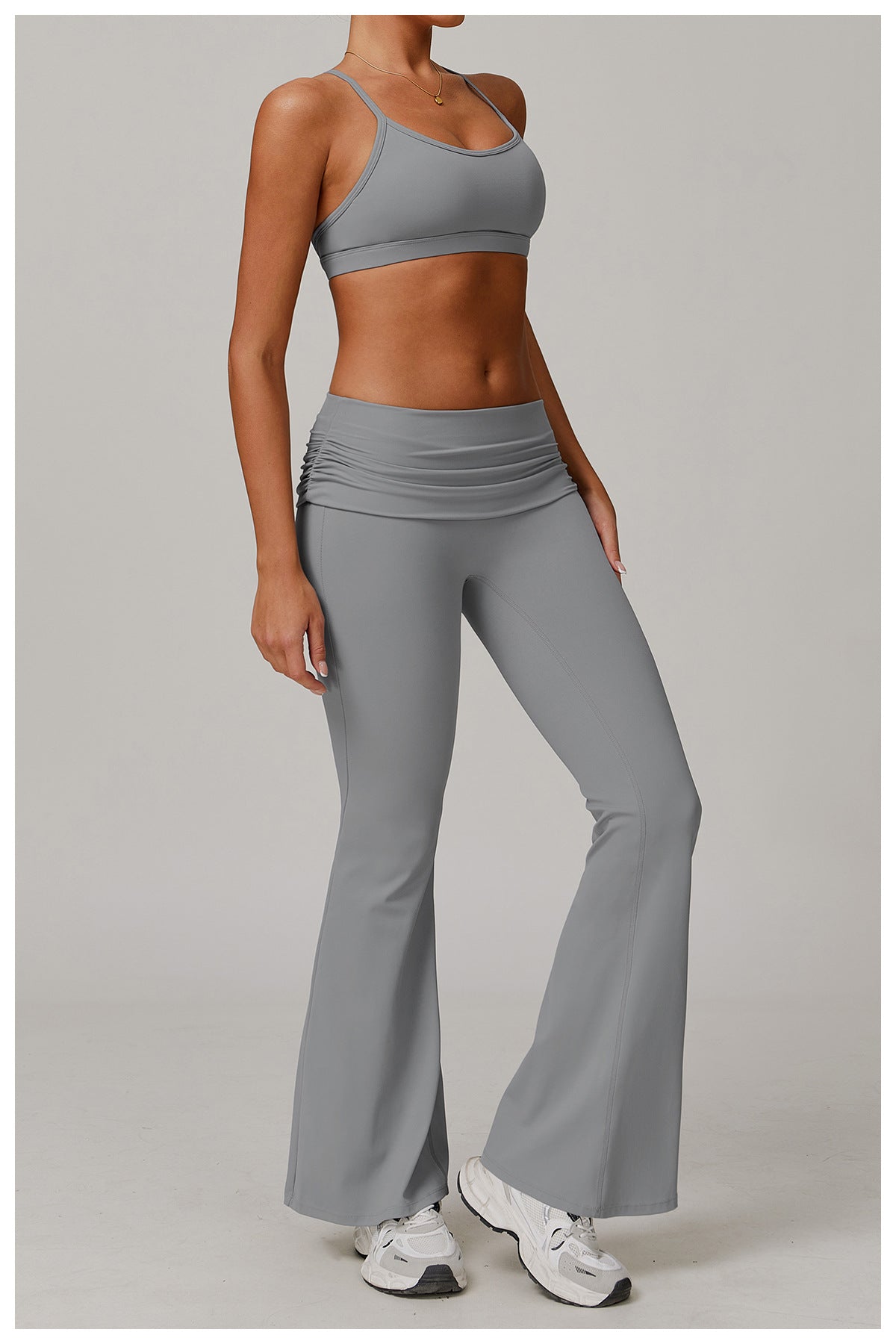 Wrinkles High Waist Casual Boot Cut Sports Pants