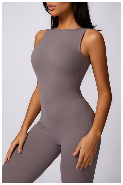Casual Light Boot Cut Back Beauty One Piece Jumpsuit (No Pads)