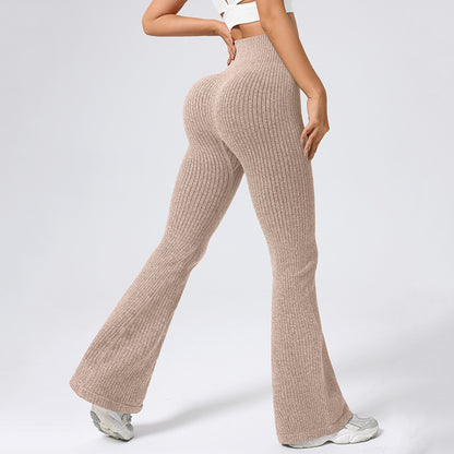 Rib Knit High Waist High Elasticity Sports Pants