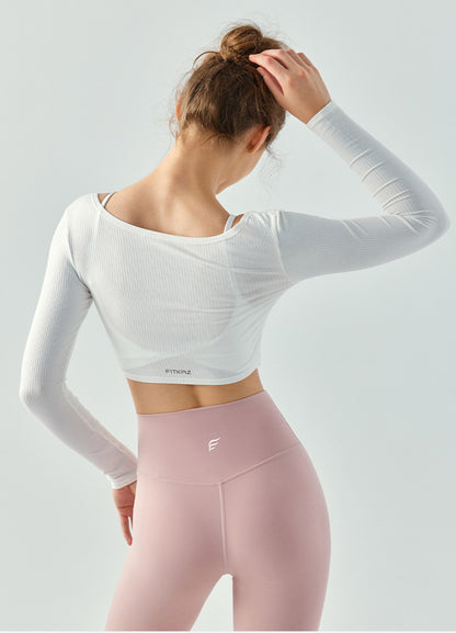 Flash Sale - Kink Pleated Front Breathable Slim Fit Yoga Sweater