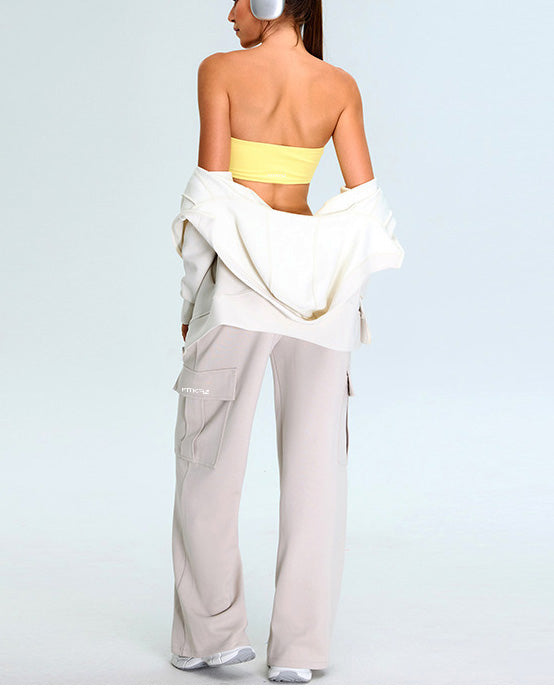 Rib Knit One Piece Tube Top Sports Bra