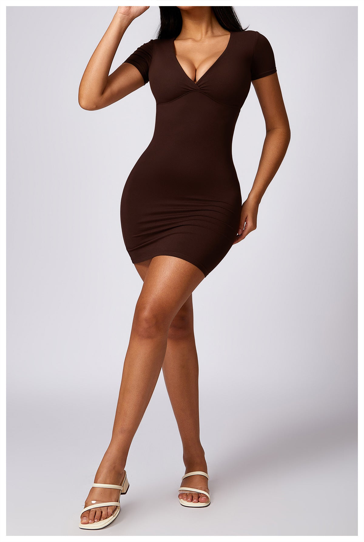 Deep V Neck Hottie Slim Short Dress (with pads)