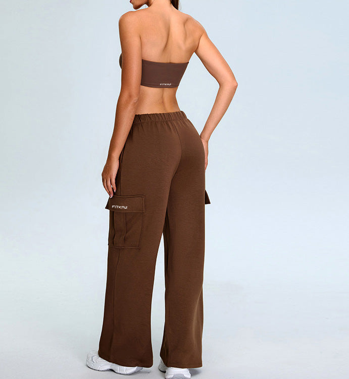 Rib Knit One Piece Tube Top Sports Bra
