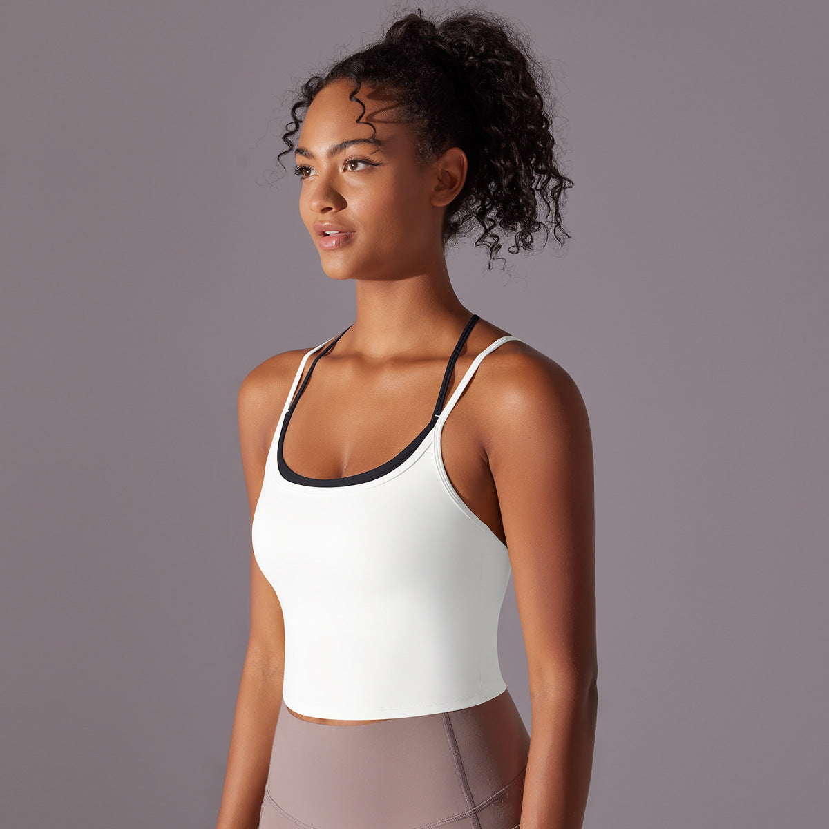 Crossed Line Strap Fake Two-Piece Sports Tank Top