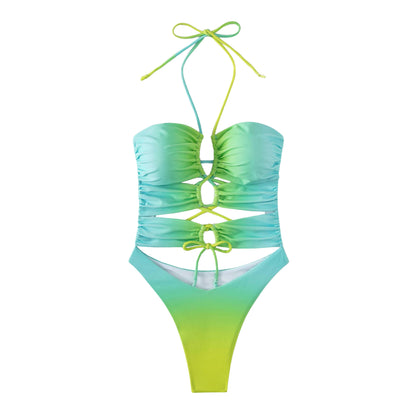Mermaid Series Hollow Wrap One-Piece Swimsuit Bikini