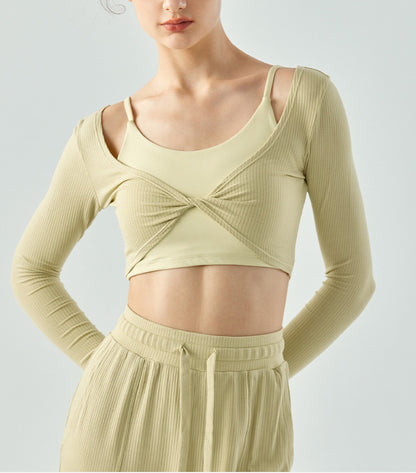 Flash Sale - Kink Pleated Front Breathable Slim Fit Yoga Sweater