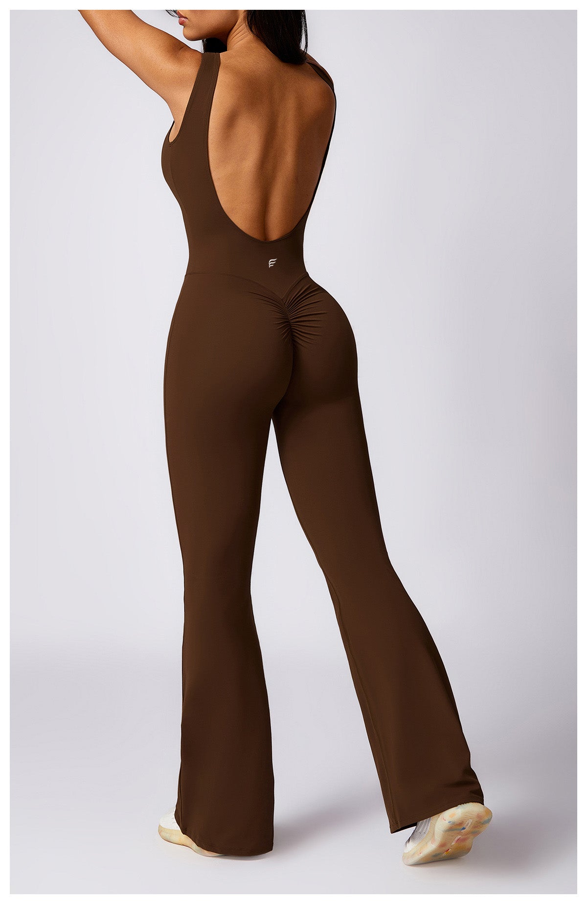 Casual Light Boot Cut Back Beauty One Piece Jumpsuit (No Pads)